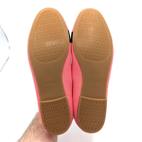 VIVAIA Audrey Coral Pink Ballet Flats Loafers BLACK CAT Size 7 (37) Slip On - Picture 6 of 8